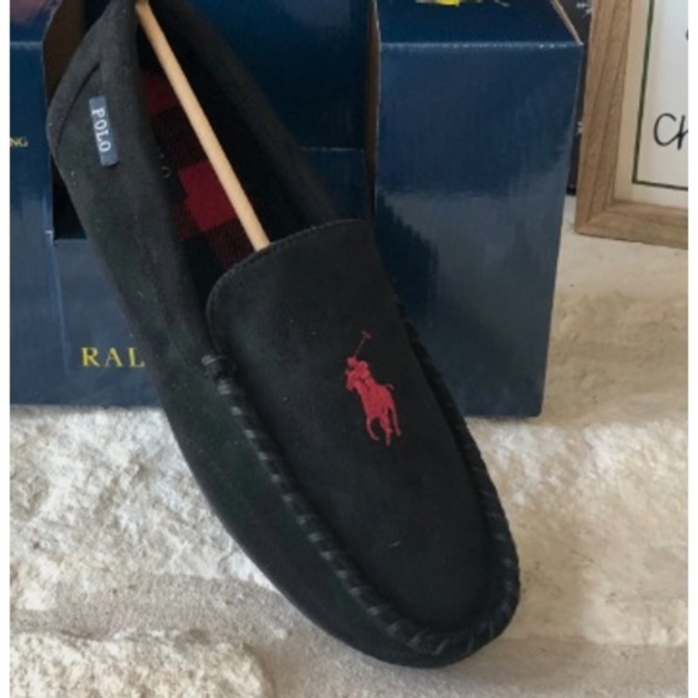 POLO Slippers Polo Ralph Lauren Dezi V Moccasin Slipper Pony Logo memory foam 10